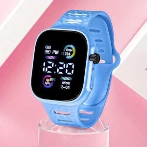 Led Display Digital Kids Watches Sport Boys Girls Luminous Children’s Electronic Wristwatch Students Clock Watches Relojes 2024 (Light Blue)-B0DGDL6B5V
