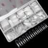 500PCS Transparent False Nails Tips Lady French Style Acrylic Artificial Tip Manicure with Box of 10 Sizes for Nail Art Salons and Home DIY