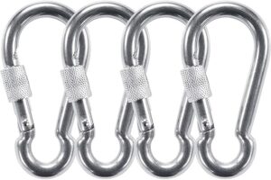 Locking Carabiners, Heavy Duty Carabiner, Steel Screw Lock Carabiner Hooks 2.7inch - 4PCS-‎B0DM6GF1SN