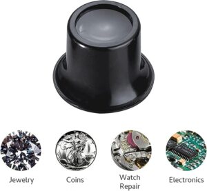 [1 Piece] 1 X Jewelers Loupe Magnifier, Jewelry Eye Loop Magnifying Glass Monocle for Watch Repair, Diamonds, Coins, Plants, Gems, Stamps, Watches, etc, Black-B0DK2WSJT5