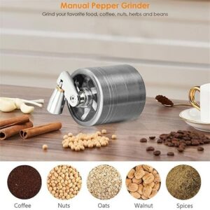 2 Inch Hand Crank Grinder, Portable Grinder with Clear Top Cover, 4 Layers Silver Grinder with Handle-B0DM98JQML