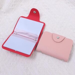 24 Bits Card Case Leather Function Business Card Holder Men Women Credit Passport Card Bag ID Passport Card Wallet (Pink)-B0DH8LZWSX