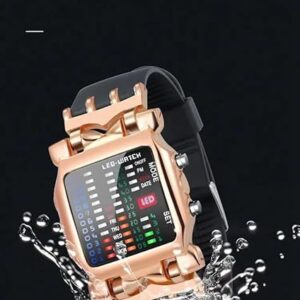1Pcs New Digital Watch For Men Women 2022 Binary Luminous Cool Sports Style Electronic LED Display Dial Soft Wristband Men's Watch-B0CR6ZT723