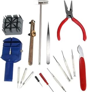 16PCS Watchmaker Watch Repair Tool Kit Back Case Opener Remover Watch Strap Spring pins Bar Link Anti-magnetic Screwdrivers-B0968YKJ5R