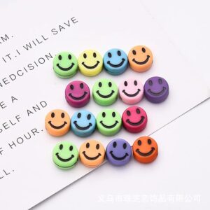 100PCS Mini Acrylic Beads 10mm Beads for decor, Jewelry Making Bracelets Necklaces Earrings Key Chains Accessories DIY Crafts Valentine Christmas Birthday Gifts Mixed Color (ٍSmiley Face)-B0DFVL4JTW