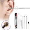 [1 Set] 6 Piece Stainless Steel Ear Wax Collector Remover Cleaner Care Rod Set-B0CK6X49S9
