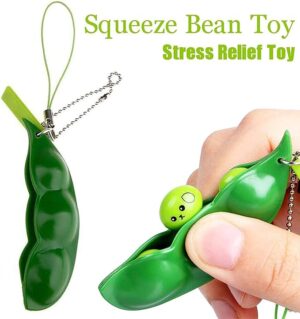 Three pieces Fidget Bean Squeeze Bean Edamame Keychain Fidget Toy with Funny Facial Expressions, Pea Keychain for Kid and Adults Improve Focus Toy-B0968XZSMQ