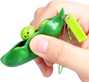 Three pieces Fidget Bean Squeeze Bean Edamame Keychain Fidget Toy with Funny Facial Expressions, Pea Keychain for Kid and Adults Improve Focus Toy-B0968XZSMQ