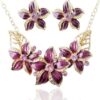 MySouq-Store - 1Pcs - Flower Wedding Necklace Elegant Bride Necklace Pendant Necklace with Earrings Fashion Jewelry Sets for Women Party-B0C42JXK76