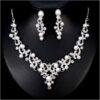 Fashion Simple rhinestone necklace earrings set Bridal Wedding Party Rhinestone Water Drop Pendant Necklace Drop Earrings Set C10, CHINA-B0D5Y2BQRH