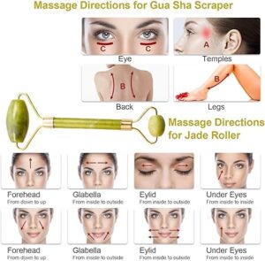 Gua Sha Stone,Jade Stone Massage Tool Guasha Tool for Scraping Facial and SPA Natural Jade Scraping Facial Tool Anti-Aging, Wrinkles, Puffiness(Green Rolling Shap)-B0D92B4BDC
