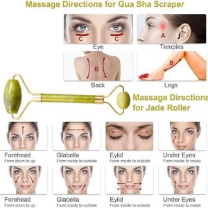 Gua Sha Stone,Jade Stone Massage Tool Guasha Tool for Scraping Facial and SPA Natural Jade Scraping Facial Tool Anti-Aging, Wrinkles, Puffiness(Green Rolling Shap)-B0D92B4BDC