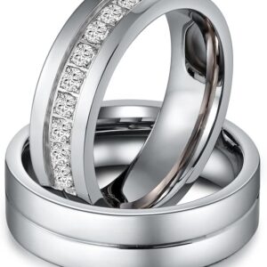 Single Piece of Rhinestone and Titanium Steel for Men and Women from Mai Souq-Stour, Silver , Size (7-B0DLJ6C7N2