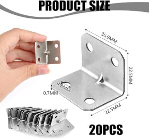 Set of 10 Reinforced Right Angle Brackets (23 x 23mm), 90 Degree Iron Angle Bracket - Bracket Joint Bracket, Durable Stability for Your Carpentry Projects