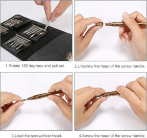 FREEWISE 25 in 1 Precision Screwdriver Set, DIY Mini Repair Tool Kit for PC, Glasses, Mobile Phone, Laptop, Watch, Drone with Leather Case-B0922XX7LN