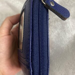 [ Blue ] Women Men Wallet Thin Leather RFID Blocking Zipper Wallet ID Credit Card Holder Name Cards Case Pocket Organizer Money Coin Bag-B0BXFSSGTL
