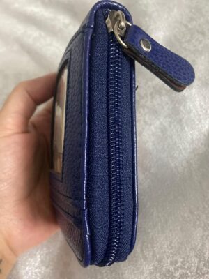[ Blue ] Women Men Wallet Thin Leather RFID Blocking Zipper Wallet ID Credit Card Holder Name Cards Case Pocket Organizer Money Coin Bag-B0BXFSSGTL