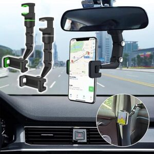 Multifunctional 360° Degree Rotatable Auto Rearview Mirror Phone Holder,Universal Car Rearview Mirror Mount Phone and GPS Holder,Vehicle Back Seat Mobile Phone Holder For All Cell Phones-B0CM6T5Y8H