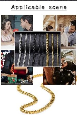 قلادة بسلسلة من الفولاذ المقاوم للصدأ بسيطة أساسية للرجال سلاسل ربط للزينة قلادة أولية سوداء مجوهرات هدايا فاخرة للرجال -دهبي سمك 5 مم بطول 50 سم-B0C21XXKCS