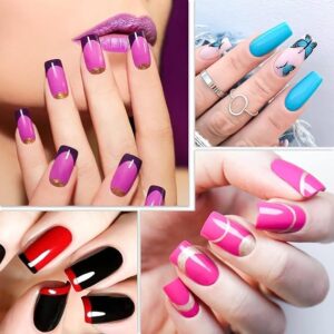 500PCS Transparent False Nails Tips Lady French Style Acrylic Artificial Tip Manicure with Box of 10 Sizes for Nail Art Salons and Home DIY