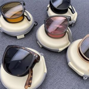 New Women's Fashion Folding Sunglasses Women's Brand Designer Glasses UV400 Eyewear Lady Retro Sun Glasses Women's Goggles L14.5Cm-B0DG8MR7RD