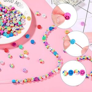 -Street27® 60pcs Mixed Colors Polymer Clay Smiley Face Spacer Beads, Assorted Happy Face Slice Beads for Women Girls Jewelry Making Handmade DIY Bracelet Necklace Hair Clip Accessories (Round Smiley)-B0B361HNN4