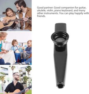 Metal Kazoo Harmonica Mouth Flute Kids Party Gift Musical Instrument Professional Performce Diaphragm Guitar Ukulele Lovers (Black) B0DJV473PD