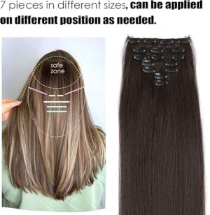 HAIRCUBE Clip in Hair Extension Natural Black to brown Full Straight Hair Extension Ins for Women Synthetic Heat Resistant 24 Inch-B09BN2HYJT