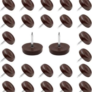 24 PCS Nylon Furniture Sliders, Brown Nail On Furniture Glides Sliders Round 30mm x 20mm Furniture Legs Feet Floor Protecto-B0DHLD51GSrs Nail Pads for Table Chair Legs