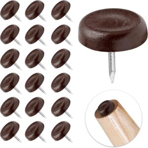 24 PCS Nylon Furniture Sliders, Brown Nail On Furniture Glides Sliders Round 30mm x 20mm Furniture Legs Feet Floor Protecto-B0DHLD51GSrs Nail Pads for Table Chair Legs