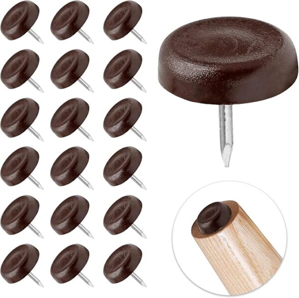 MySouq-Store 24 PCS Nylon Furniture Sliders, Brown Nail On Furniture Glides Sliders Round 30mm x 20mm Furniture Legs Feet Floor Protecto-B0DHLD51GSrs Nail Pads for Table Chair Legs-