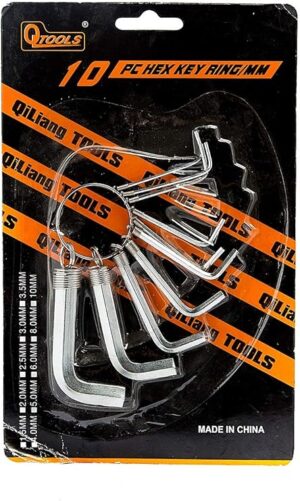 Qtools PC Hex Key Ring Kit, 10 Pieces - B092339XLX