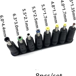 [8 Pcs/set] Universal Plug DC Power 5.5x2.1mm2.5mm DC head Jack Charger to Plug Power Adapter for Notebook Laptop Square size 7.4 * 5.0mm