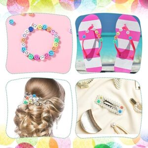 -Street27® 60pcs Mixed Colors Polymer Clay Smiley Face Spacer Beads, Assorted Happy Face Slice Beads for Women Girls Jewelry Making Handmade DIY Bracelet Necklace Hair Clip Accessories (Round Smiley)-B0B361HNN4