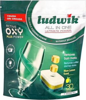 Ludwik All-In-One Lemon Dishwasher Tablets 30-Pieces-B0D914W4HZ