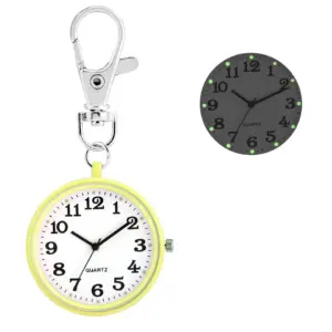 Stainless Steel Pocket Watch with Quartz Movement and Cute Keychain New Gift - Silver - 1 Piece-B0DLJF711Z