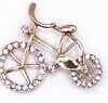 Alloy Rhinestone Inlaid Bicycle Brooch Pin-Golden (1 Pcs)-B0D9H9KMQ6