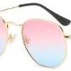 [ B -Gold-Pink blue ]Retro Square Sunglasses for Men/Women Fashion Small Frame Polygon Sun Glasses Vintage Metal Outdoor Driving Eyewear-B0CKLY9CCS