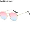 [ B -Gold-Pink blue ]Retro Square Sunglasses for Men/Women Fashion Small Frame Polygon Sun Glasses Vintage Metal Outdoor Driving Eyewear-B0CKLY9CCS