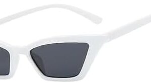 Men's Fashion Women's Luxury Cat Eye Sunglasses Triangle Vintage Design UV400 Sun Glasses Unisex Classic Small Outdoor Goggle Shades (New Edition) (white X Black)-B0D77GH4MF