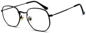 [Black-Clear]Retro Square Sunglasses for Men/Women Fashion Small Frame Polygon Sun Glasses Vintage Metal Outdoor Driving Eyewear-B0CDNJFNY1