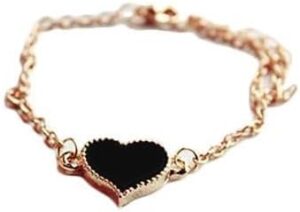 Women Love Heart Design Bracelet Bangle Jewelry Chain-Black-B0DP85SFNV