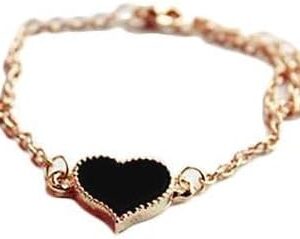 Women Love Heart Design Bracelet Bangle Jewelry Chain-Black-B0DP85SFNV