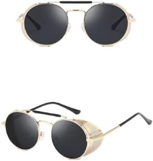 [1Pcs] Round Metal Sunglasses Steampunk Men Women Brand Designer Glasses Oculos De Sol Shades UV Protection-B0CSHZP41F