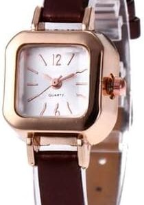 Vintage Square Dial Women Quartz Solid Color Faux-Brown (16.5 Gram)-B0DP85VPVB