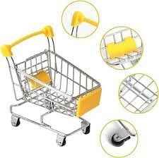 Mini Shopping Cart Miniature Supermarket Handcart Shopping Utility Cart Storage For Office Decore -For Home Organizing tools, large size 13X14 CM, 220 Grams-B0DC4S4R73