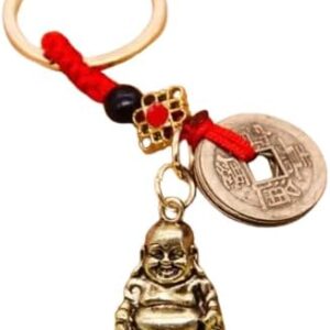 1 pcs - Handmade Copper Car Keychain Vintage Rope Money Coin Fortune Coin Gourd Lucky Feng Shui Pendant Keychain-B0CVR1VBYD