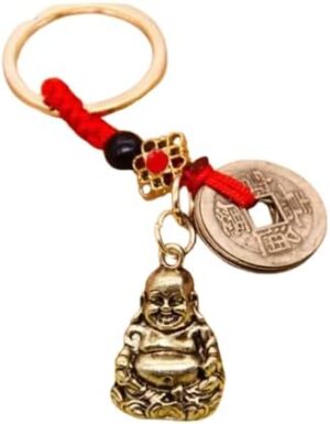 1 pcs - Handmade Copper Car Keychain Vintage Rope Money Coin Fortune Coin Gourd Lucky Feng Shui Pendant Keychain-B0CVR1VBYD