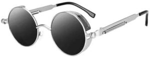 Steampunk Style Round Vintage Polarized Sunglasses Retro Eyewear UV400 Protection Metal Frame As Shown-B0CHWL4YS5