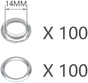 100  (Silver) Metal Eyelet Grommet Ring Kit for Garment Canvas Sewing Accessories Silver - (Iner Dia. 14 )-B0CPYK5DSLm-Outer Dia 22.5mm)